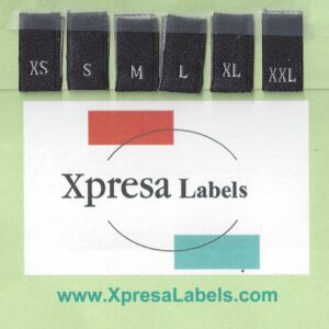 Woven Clothing Size Tags - Black/White